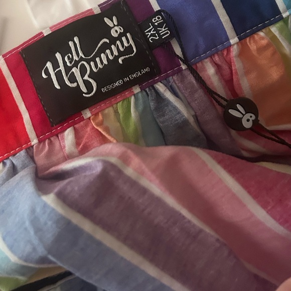 NWT Hell Bunny Over The Rainbow Striped 50's Skirt Sz 2XL Rockabilly - Picture 5 of 12